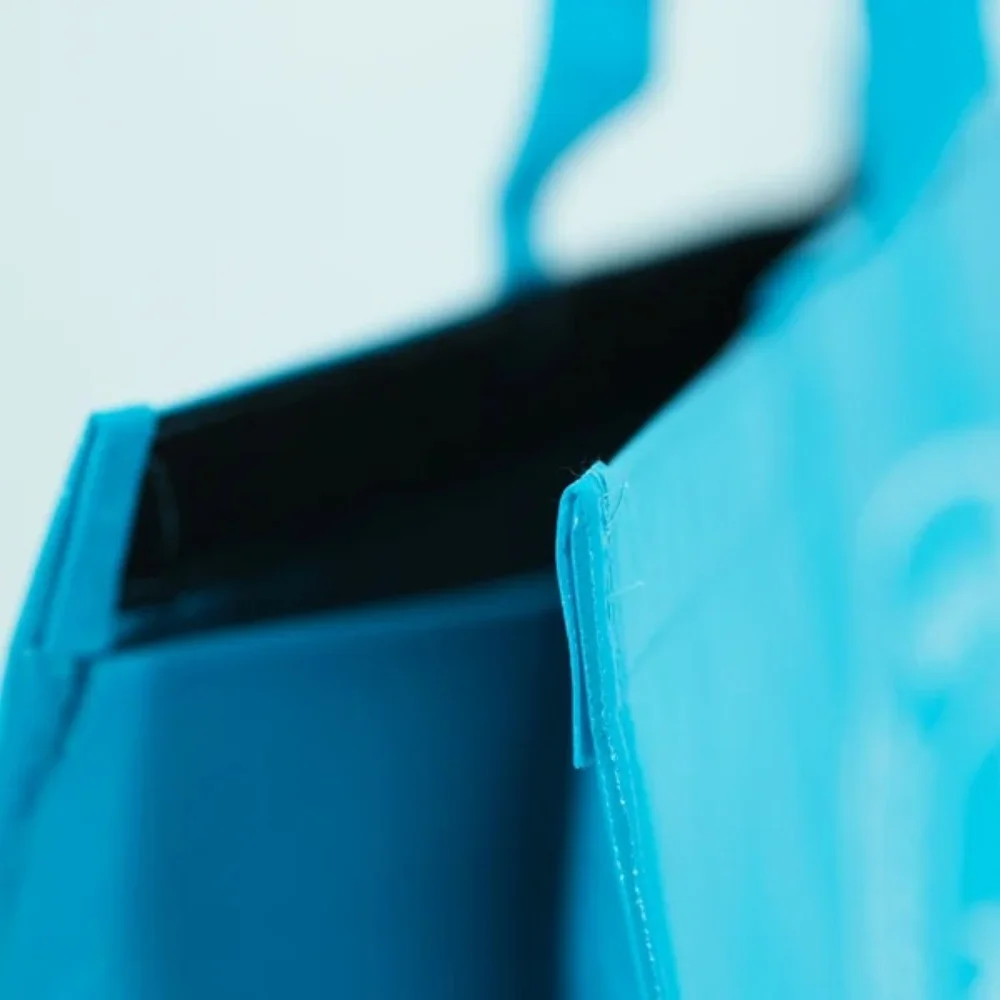 Laminated pp Fashion Blue Non Woven Big Laminated Lunch Cooler Bag with MAGIC TAPE closure - ICEK-1601 - Detail