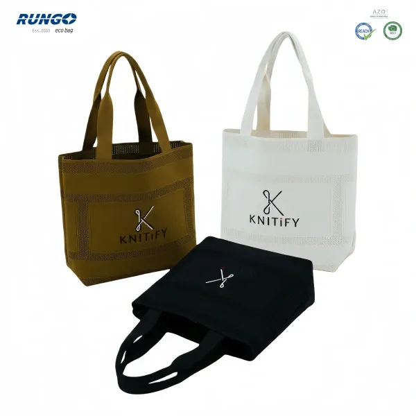 Eco-Friendly Polyester Yarn Material BSCI &amp; REACH Certificate Reusable Knitted Tote Bag with Custom Logo - KB-2503 - Detail