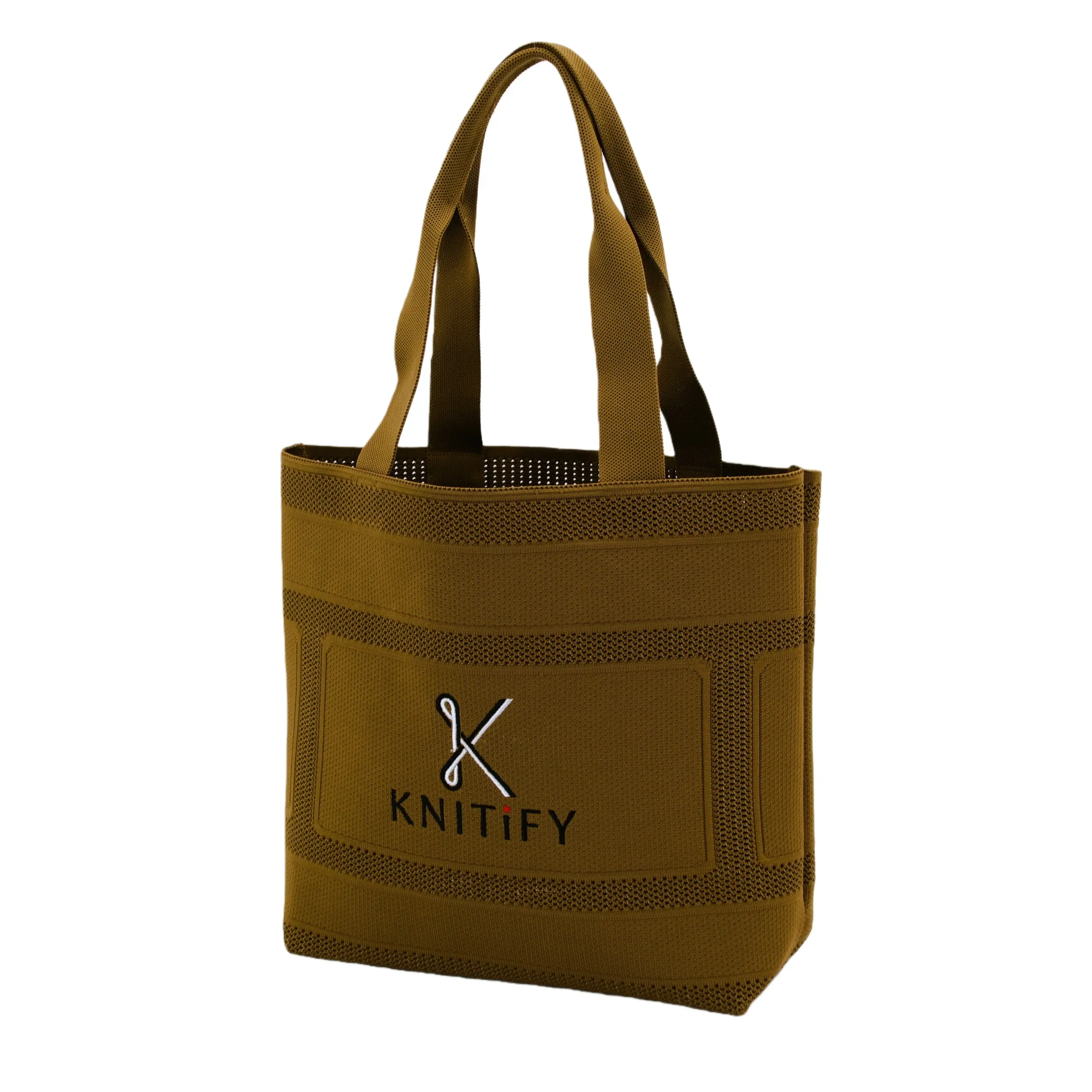 Eco-Friendly Polyester Yarn Material BSCI &amp; REACH Certificate Reusable Knitted Tote Bag with Custom Logo - KB-2503