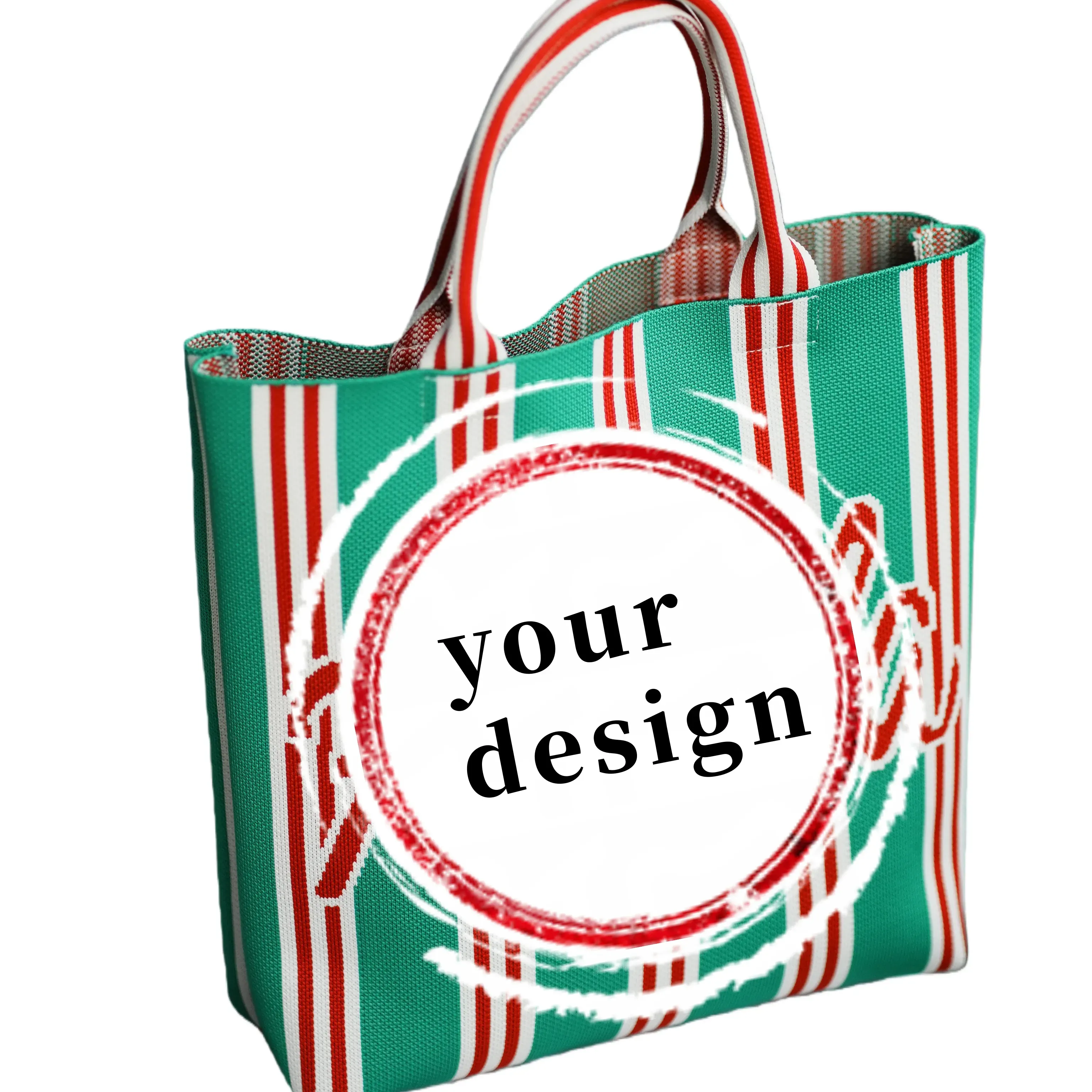 Eco-Friendly Durable Lightweight Reusable Polyester Knitted Tote Bag with Custom Design Foldable &amp; Portable for Women - KB-2507 - Detail