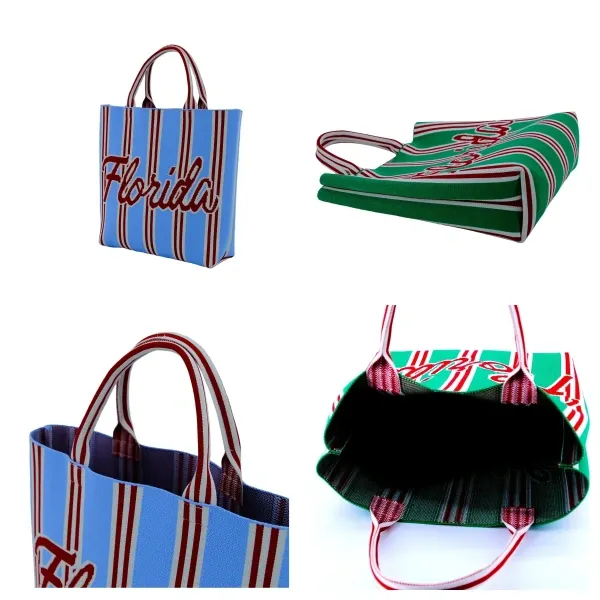 Eco-Friendly Durable Lightweight Reusable Polyester Knitted Tote Bag with Custom Design Foldable &amp; Portable for Women - KB-2507 - Detail