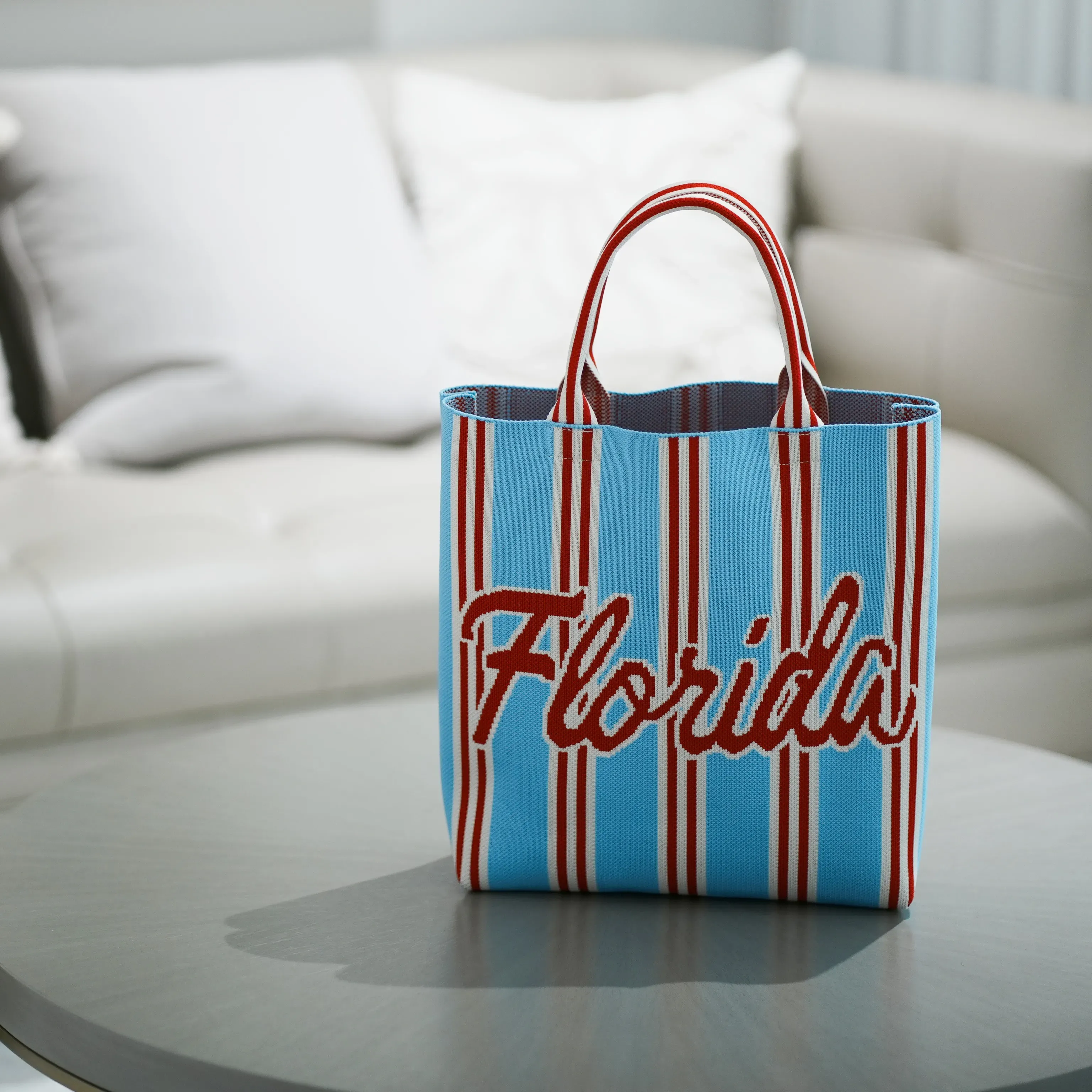 Eco-Friendly Durable Lightweight Reusable Polyester Knitted Tote Bag with Custom Design Foldable &amp; Portable for Women - KB-2507 - Detail
