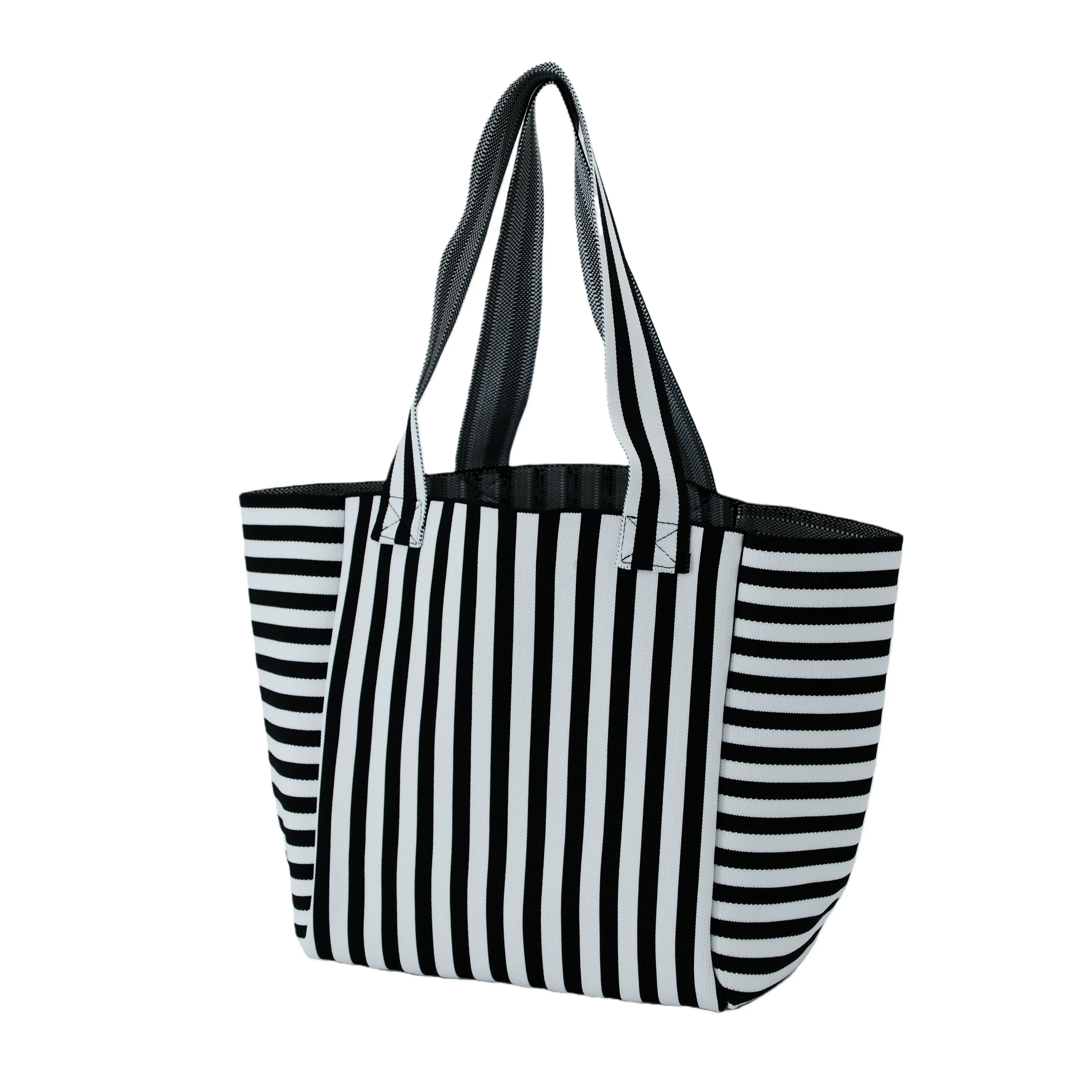 Eco-Friendly Durable Polyester Yarn Striped Knitted Tote Bag for Fashion &amp; Daily Use - KB-2601