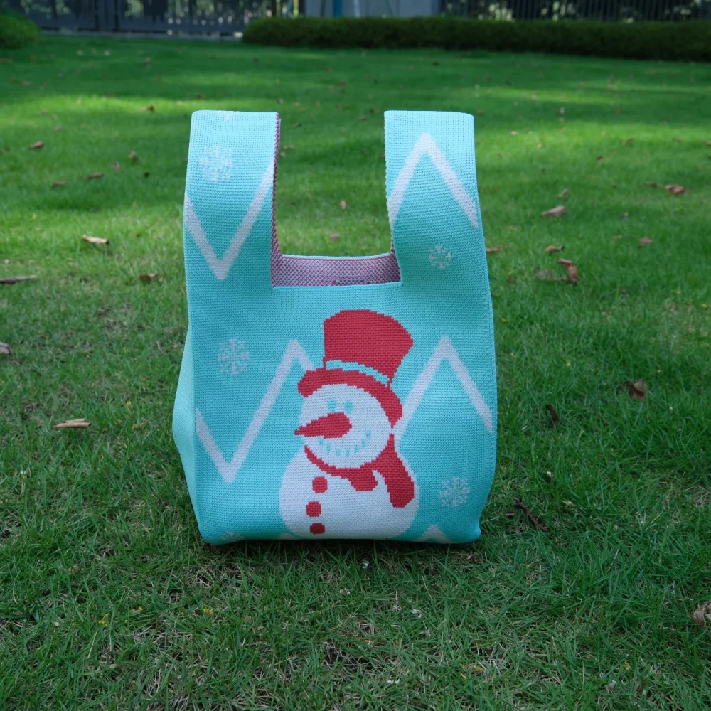 2023 fashion Knitted Weave Handbag Custom christmas Design Crochet Vest knit tote bag - KT-D07 - Detail