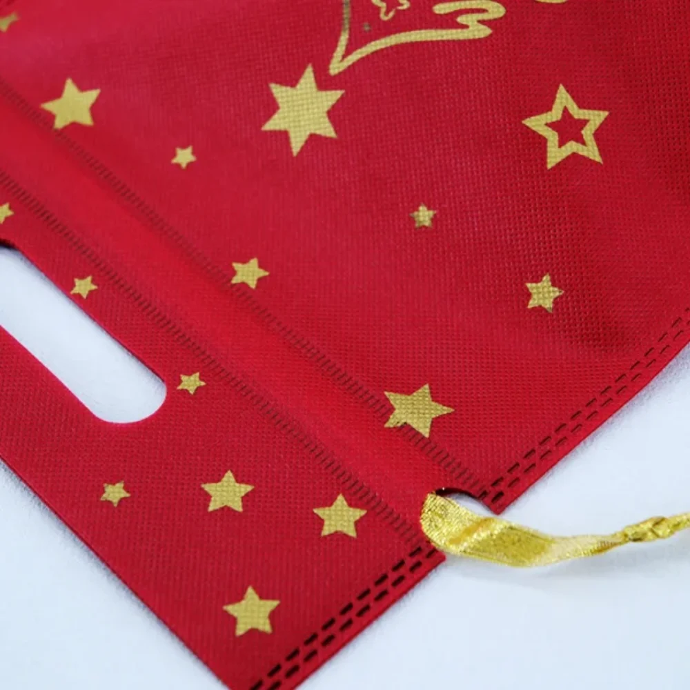 Christmas Golden printed promotional non woven D Cut bag for holiday - NW-21012G - Detail