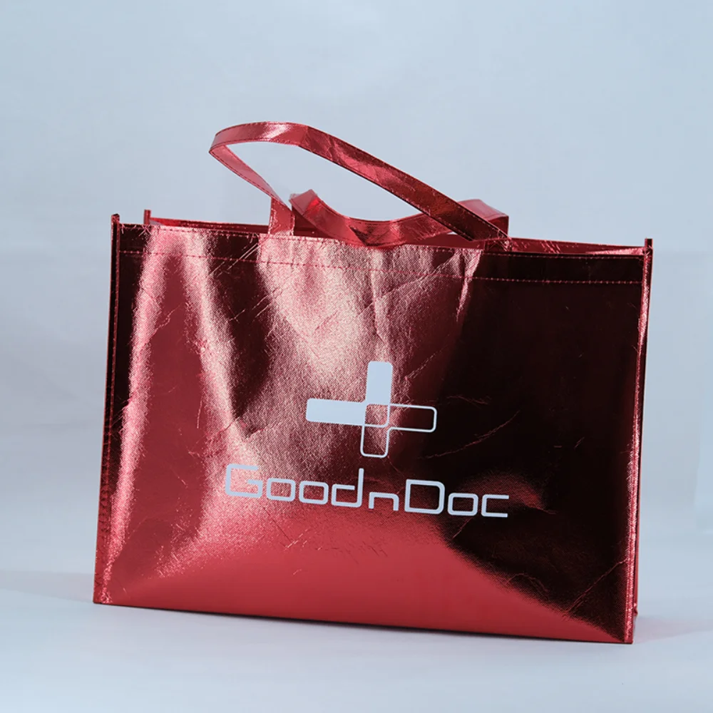 Fashion Red Metallic laminated non woven laminated bags for shopping - PNWG-2324 - Detail