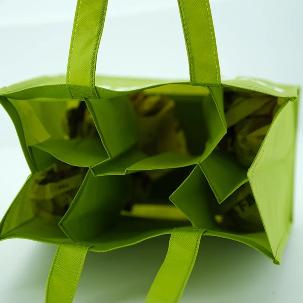 6 bottle wine bag with printed logo reusable non woven gift shopping wine bags - WB-2302 - Detail